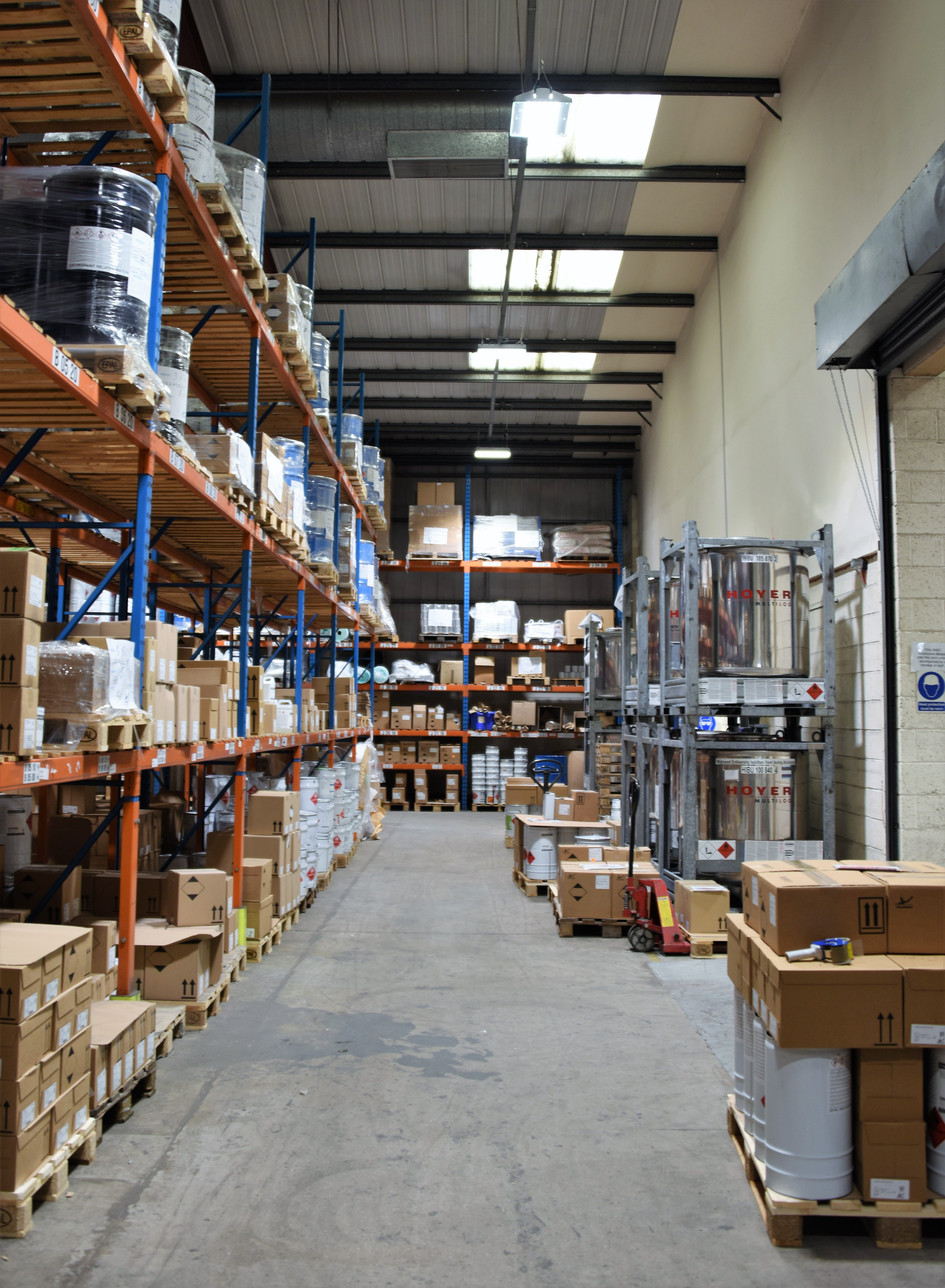LED lighting in an industrial storage area